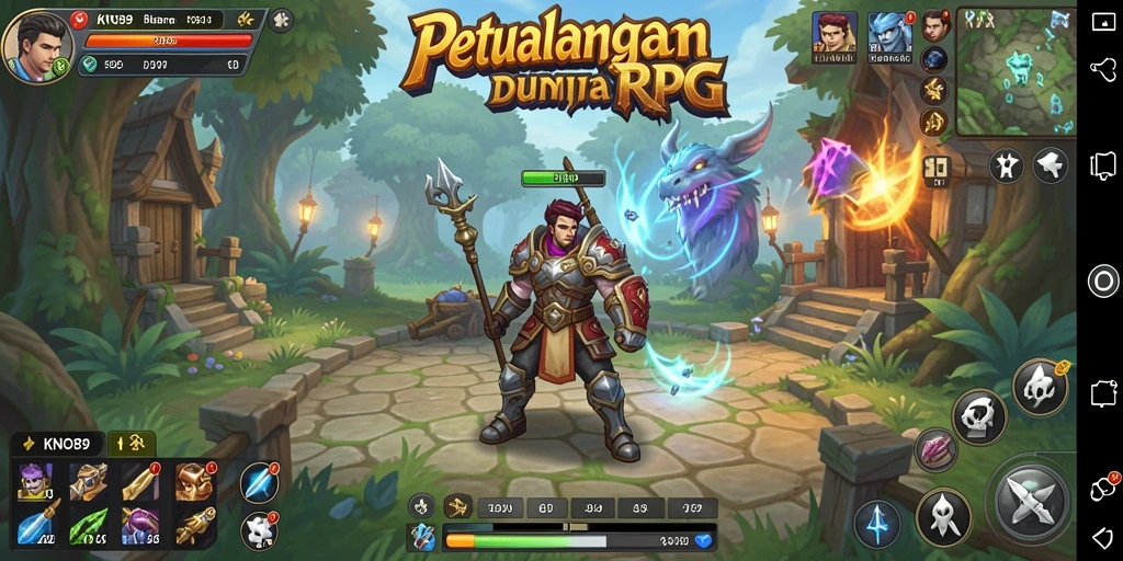 Screenshot gameplay KNO89 menampilkan pertarungan seru dan karakter yang menawan.